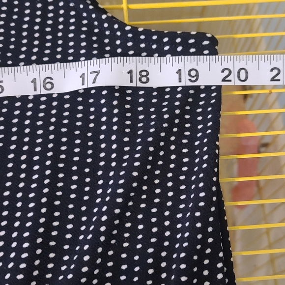 Adrianna Papell Navy and White Polka Dot Blouse - Picture 8 of 8